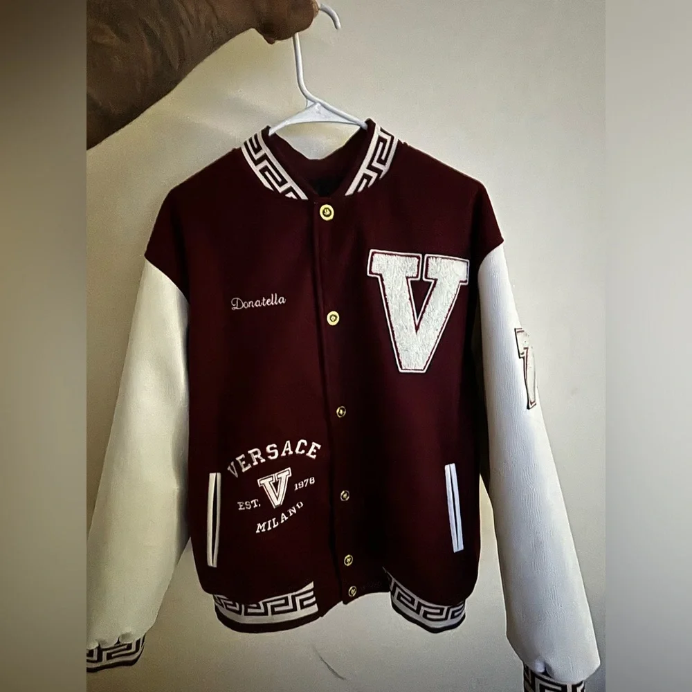 Versace burgundy varsity jacket - Picture 1 of 4